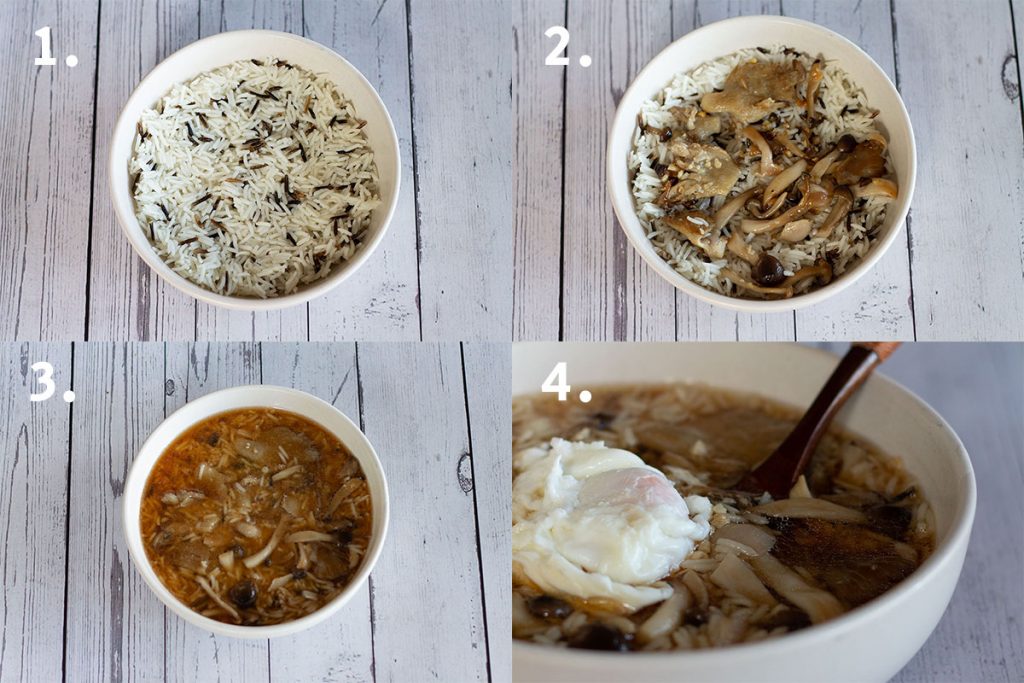asembling mushroom and wild rice soup