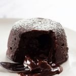 chocolate fondant cake with fork
