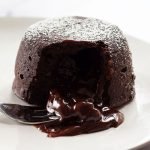 lava cake with molten chocolate on a fork