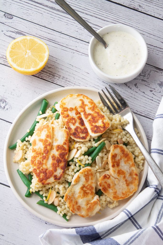 Giant Couscous Halloumi Salad Knife And Soul