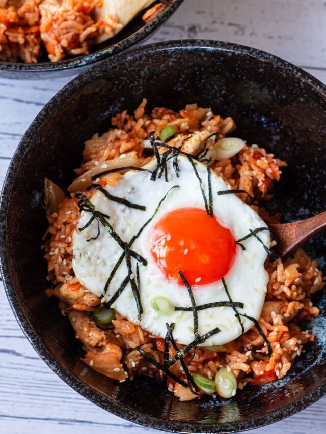 2 bowls of chicken kimchi fried rice