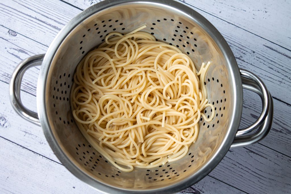 Drained pasta