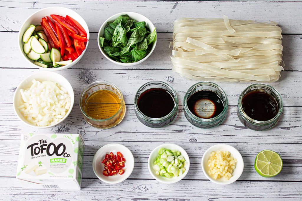 Ingredients for Vegetarian Thai Drunken Noodles