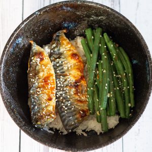 grilled mackerel rice bowl
