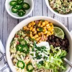 A serving of 30 Minute Vegetarian Burrito Bowl