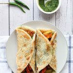 paneer kathi roll on a plate