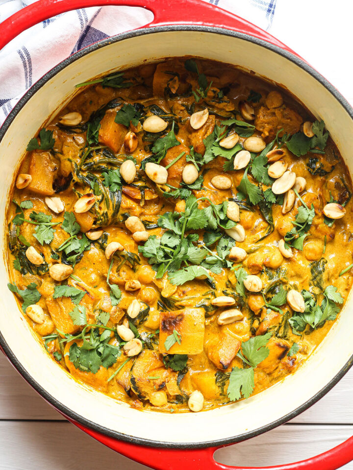 Roasted Butternut Squash & Chickpea Curry ready to serve