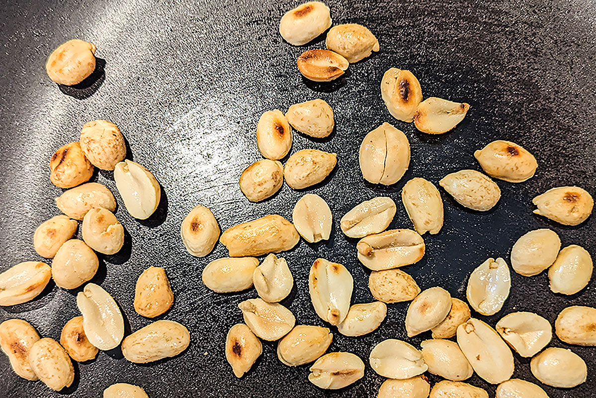 Toasting the peanuts