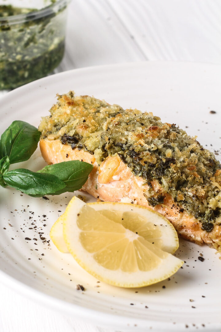 Pesto Crusted Salmon (with the Crispiest Panko topping) - Knife and Soul