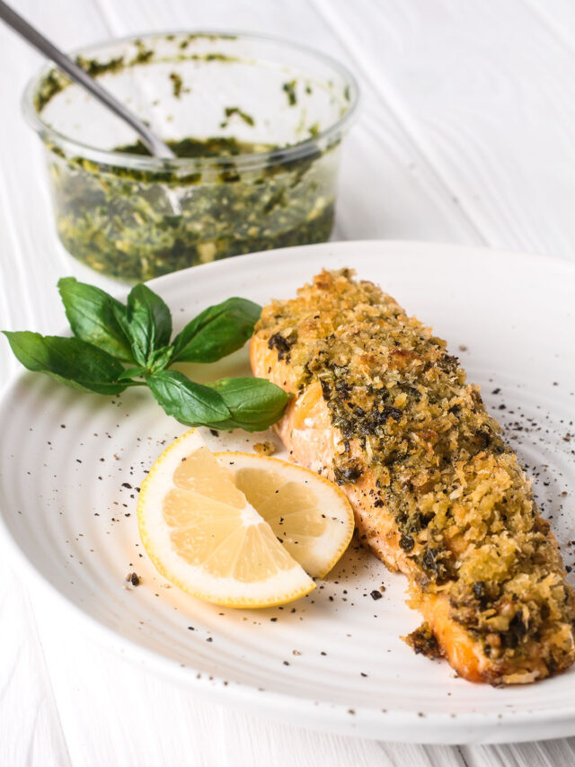 Baked Salmon With A Pesto Crust