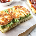 A serving of Halloumi and Smashed Avocado Sandwich