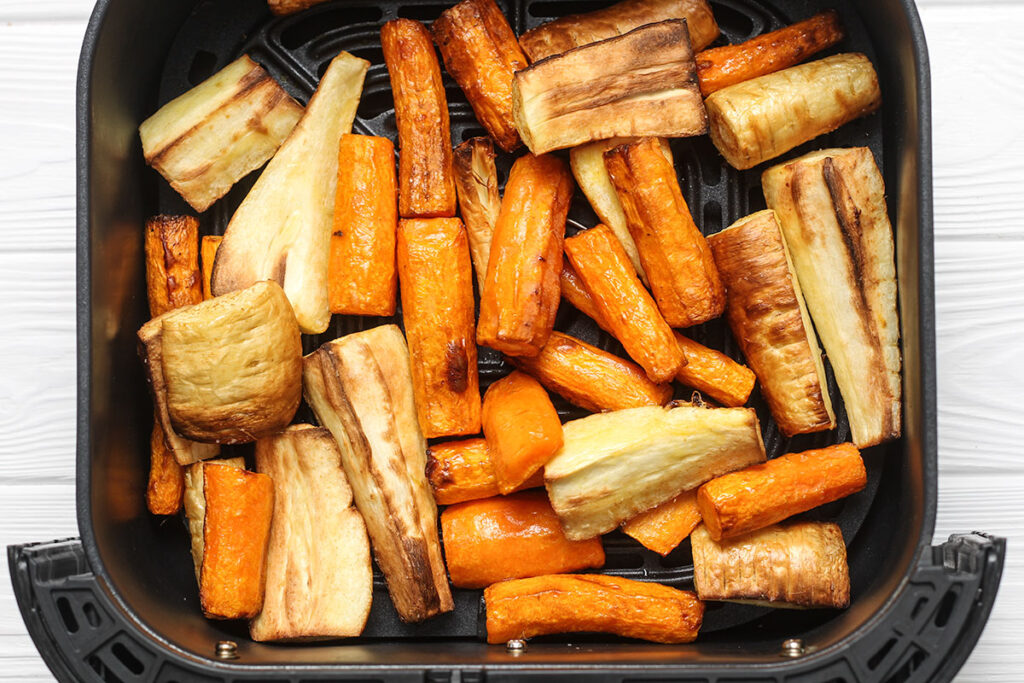 Roasting the carrots and parsnips