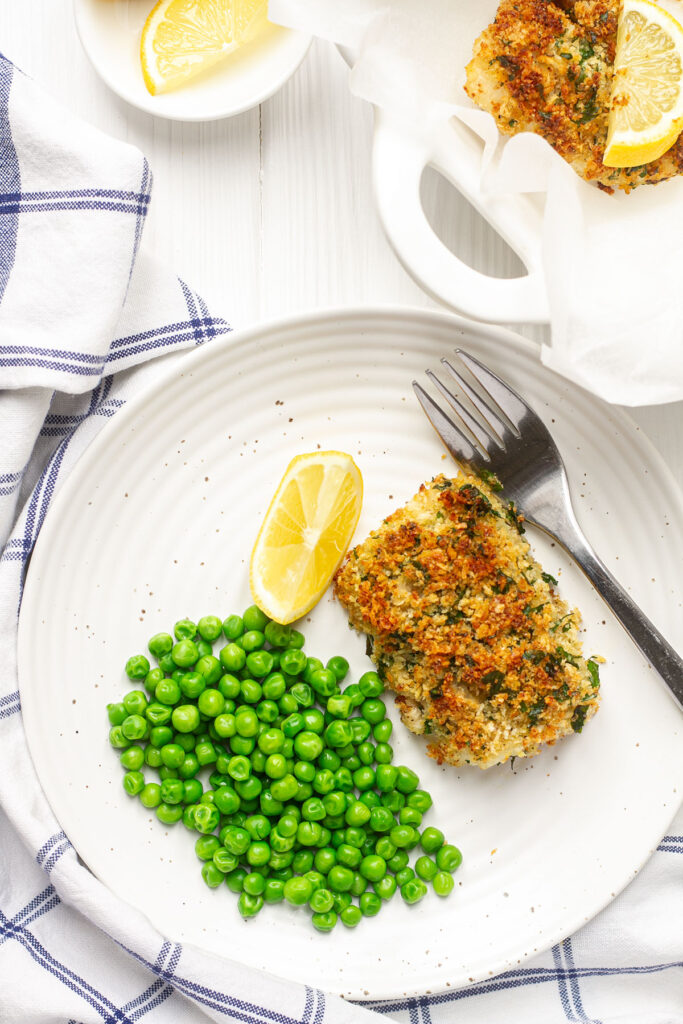 A serving of Panko Baked Cod