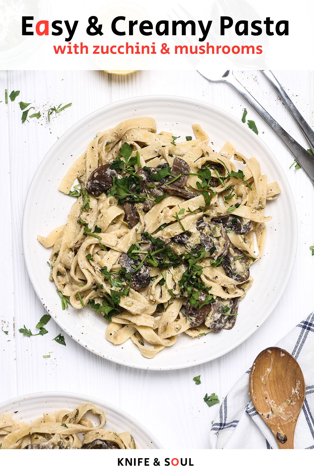 Zucchini Mushroom Pasta (20 Minute Recipe) - Knife and Soul
