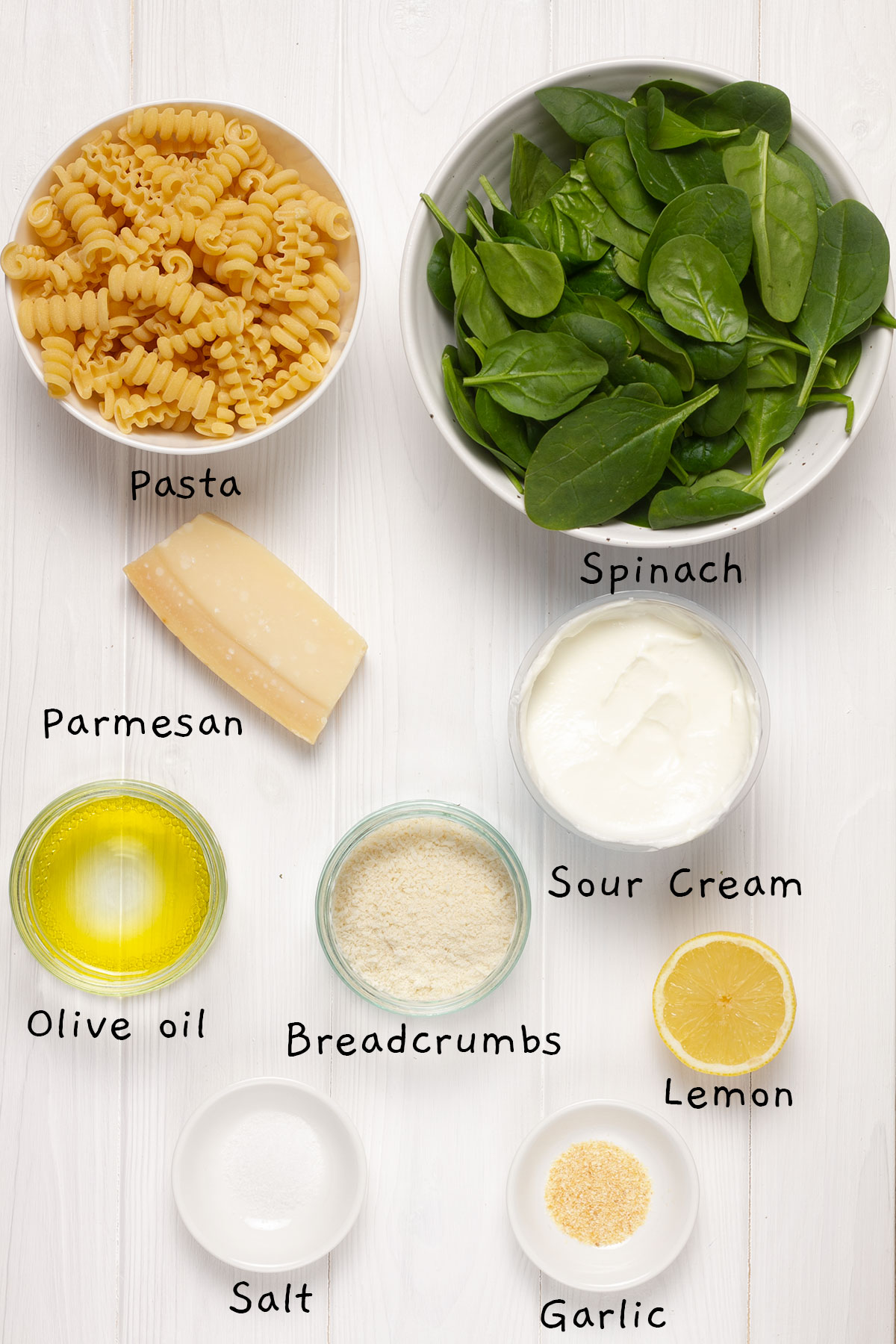 recipe ingredients on a white background