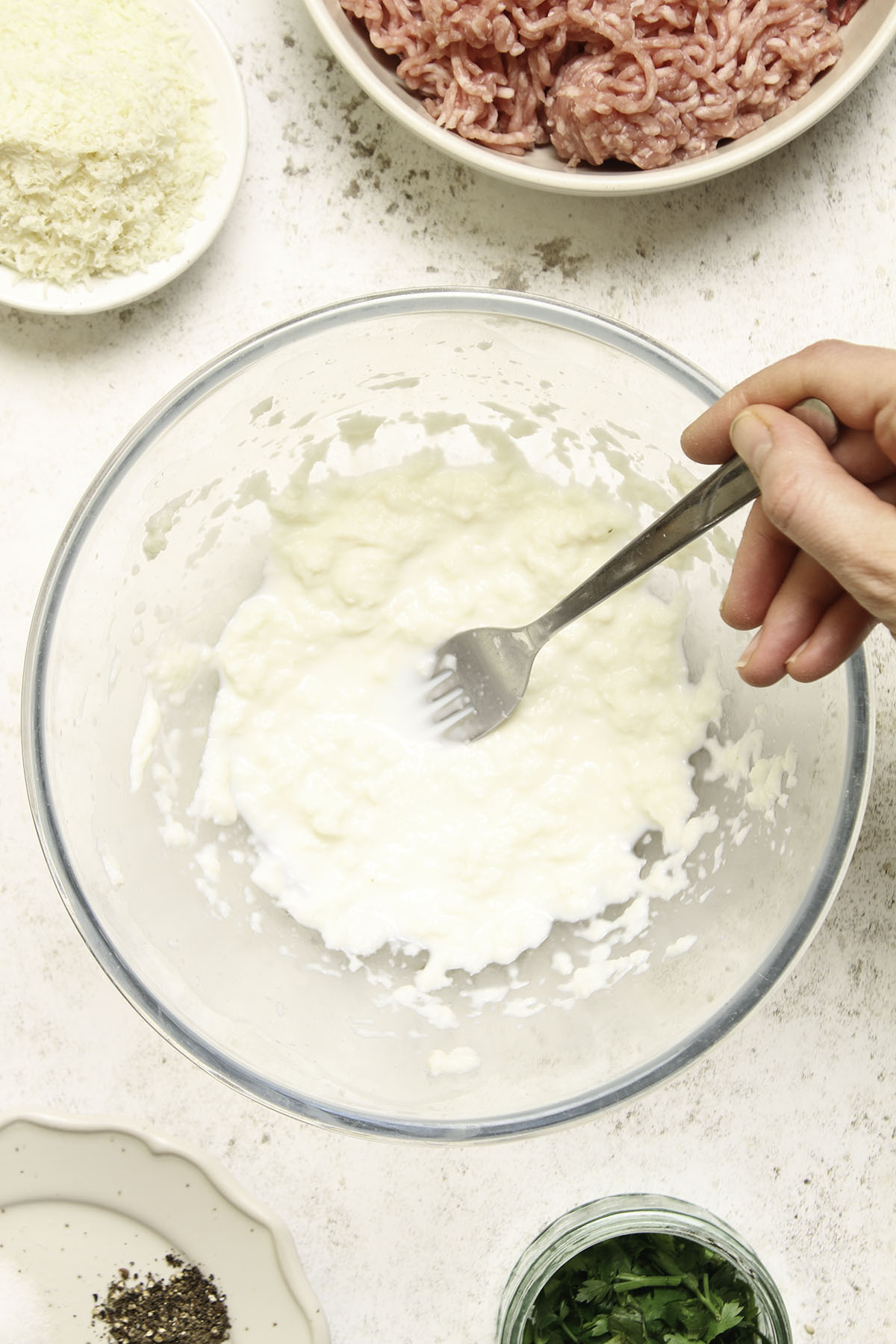 Soaking the bread in milk