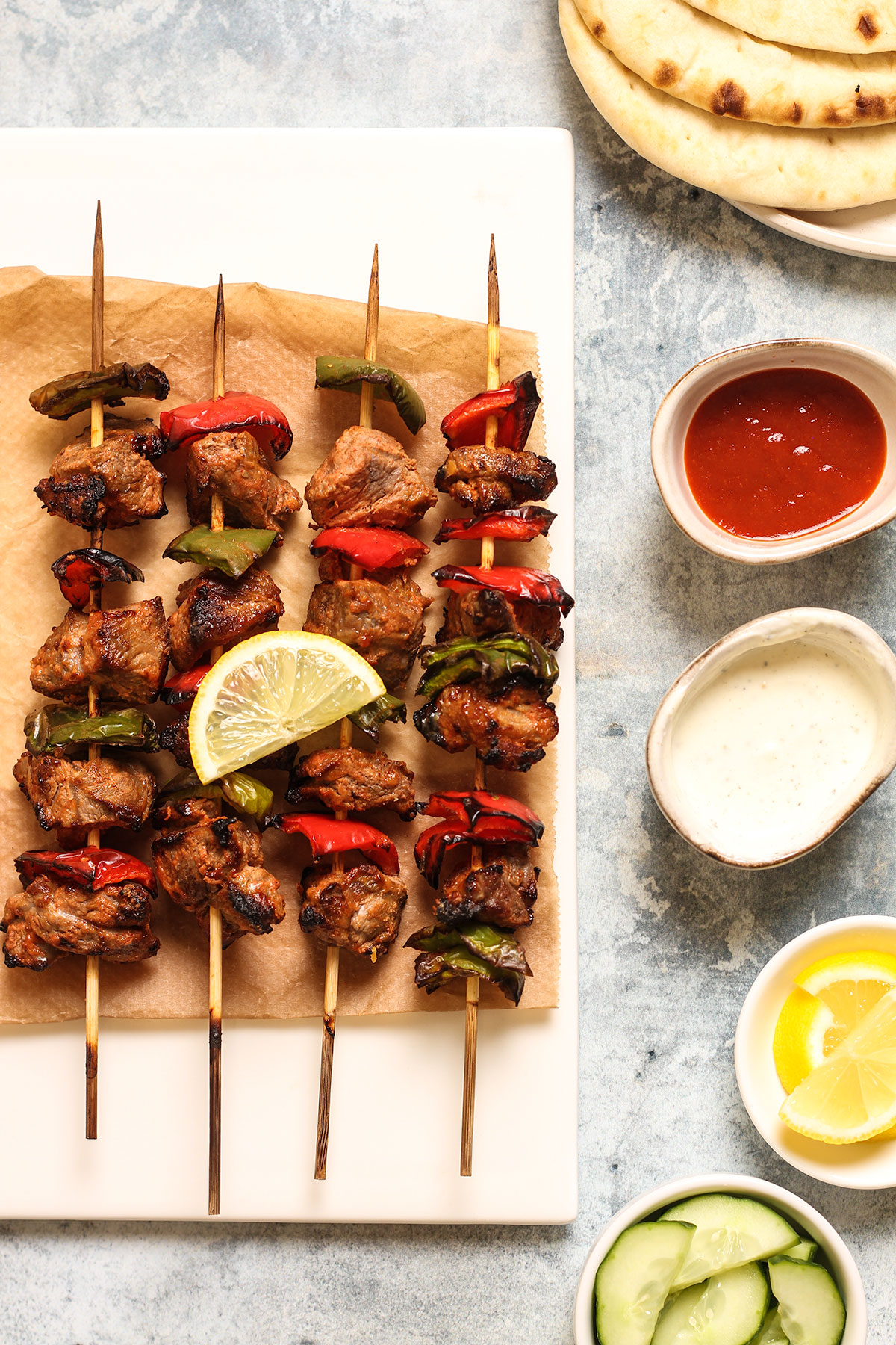 Lamb Kebabs served with flatbread