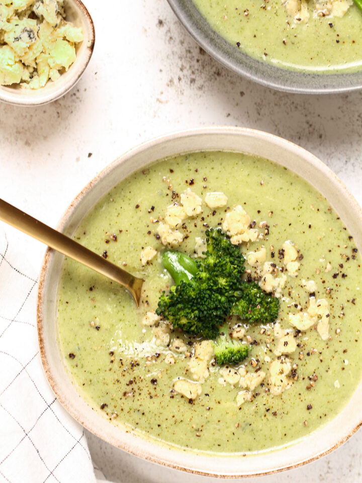 A serving of Broccoli and Stilton soup