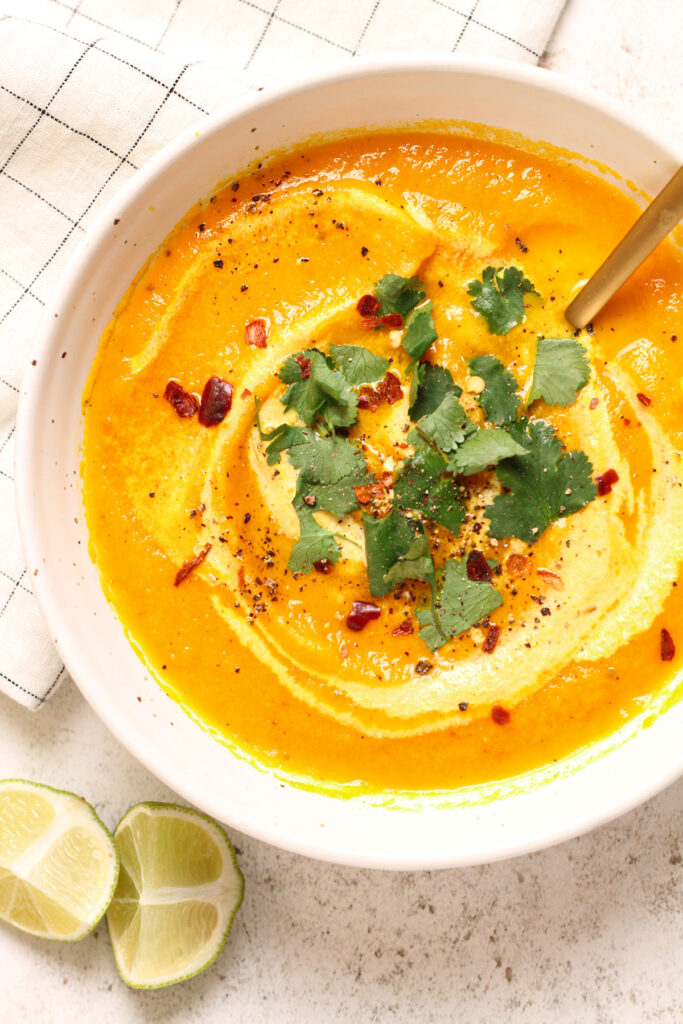 A bowl of Easy Carrot and Coriander Soup