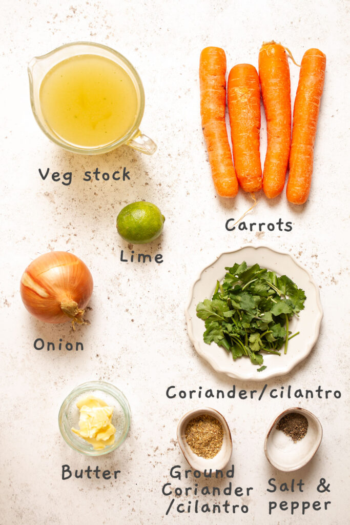 Easy Carrot and Coriander Soup ingredients