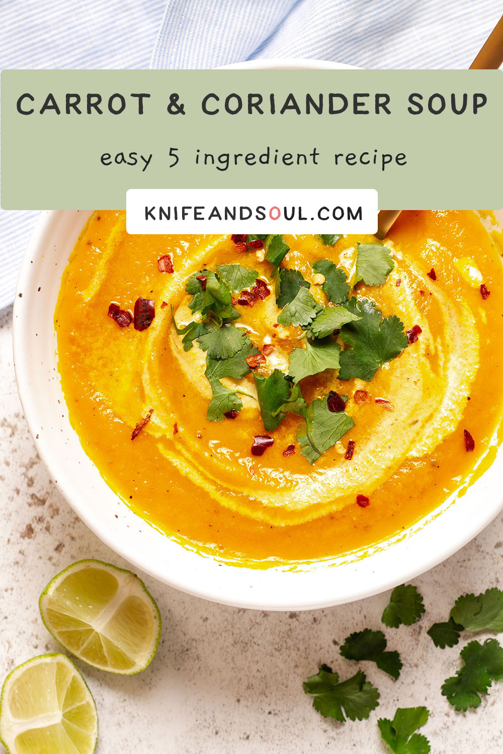 Carrot and Coriander Soup (Easy 5-Ingredient Recipe) - Knife and Soul