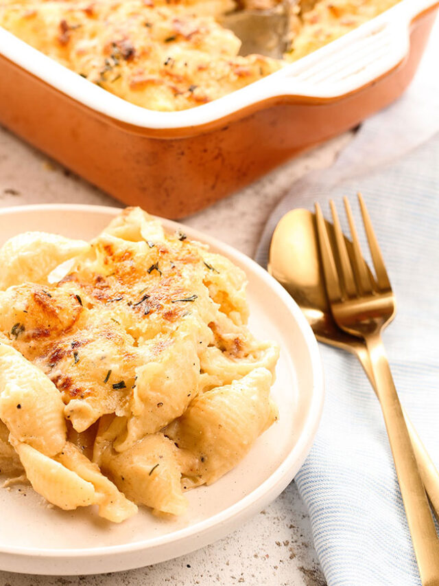 A serving of Easy Cheesy Pasta Bake