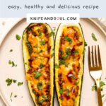 A serving of Easy Stuffed Courgettes with lamb mince