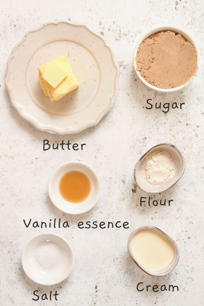 Mini Butterscotch tartlets filling ingredients