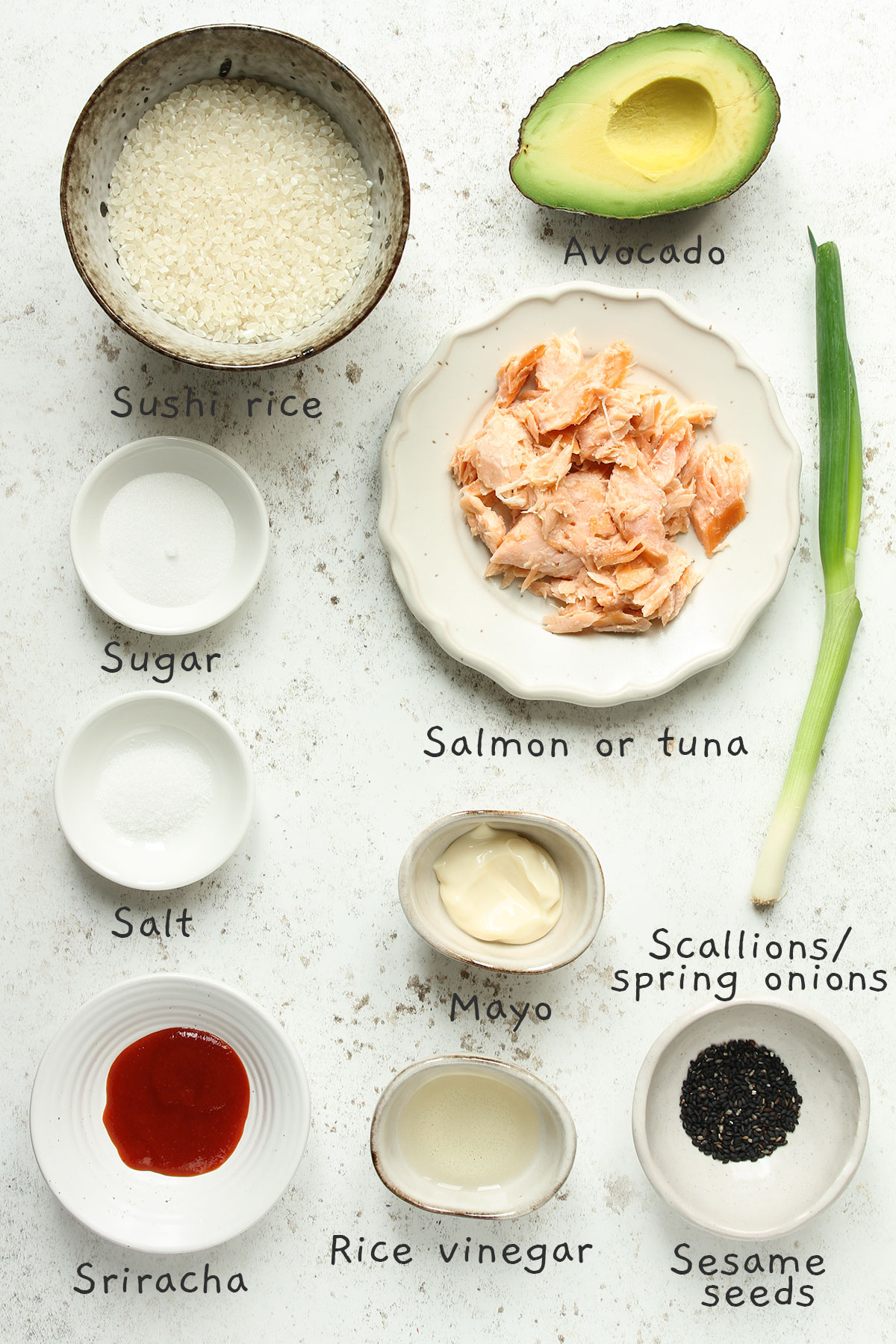 Crispy Rice (with spicy salmon or tuna) ingredients