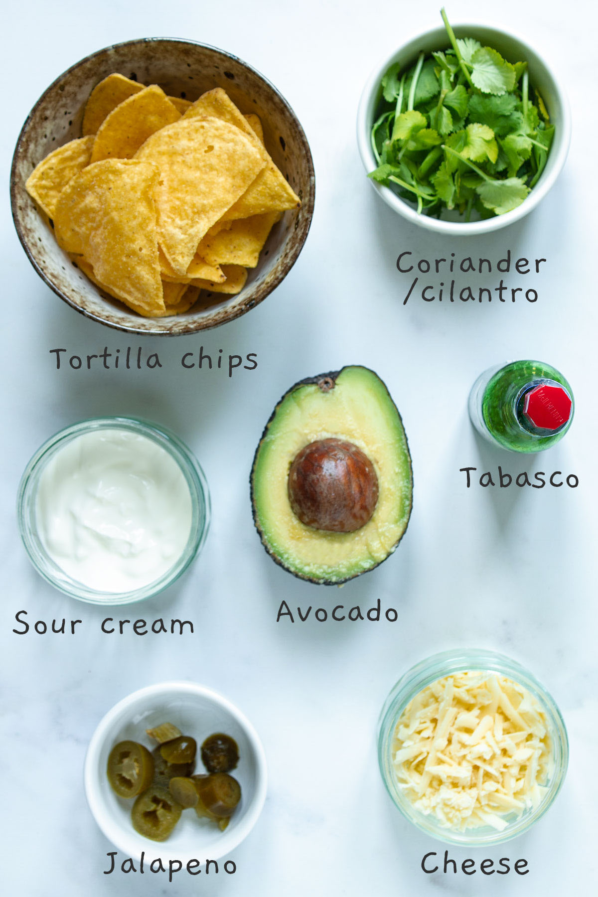 All optional soup toppings laid out on a white background.