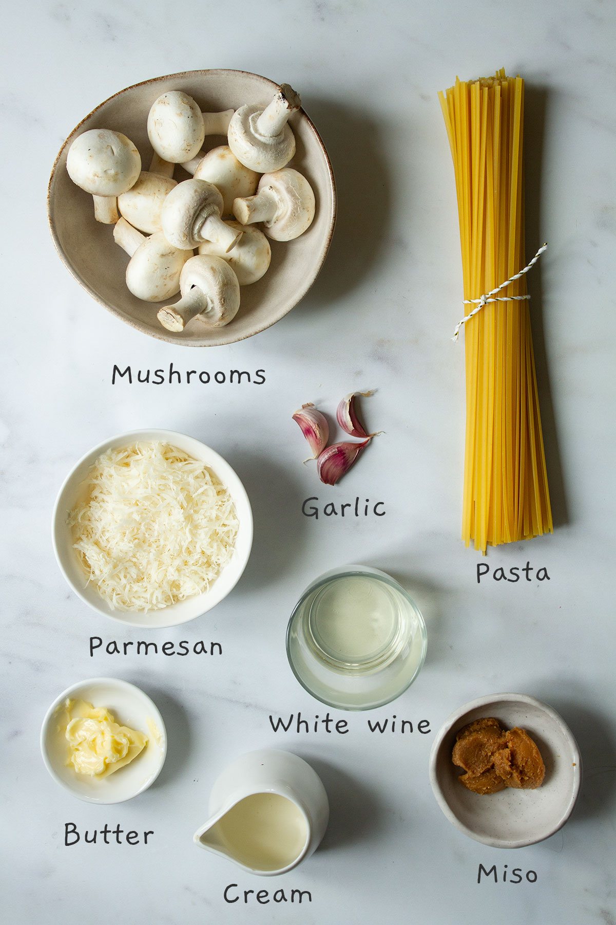 All recipe ingredients on a white background.